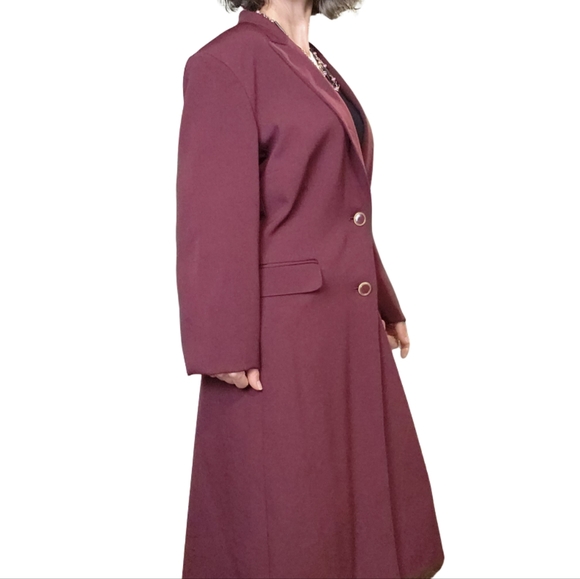 Size 18 Blazer Trench coat Collared long sleeves Wine color JOHN MEYER - Picture 2 of 15